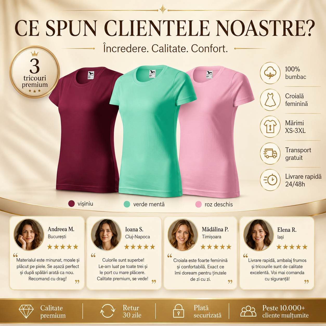 Tricouri basic damă vișiniu verde mentă roz deschis casual clasic